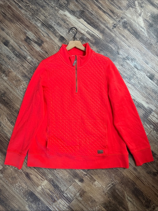 L.L. Bean Tops - L.L. Bean Quilted Quarter-Zip Pullover Red Poppy Size XL